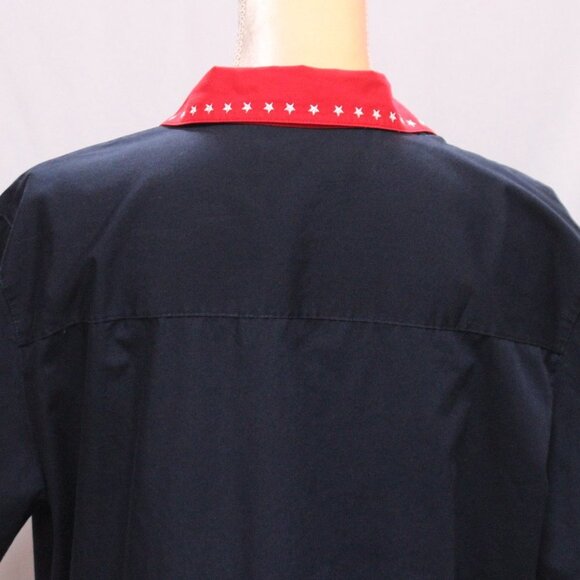 Karen Scott Sport Red White and Navy Blue Short Sleeve Top - Picture 6 of 12